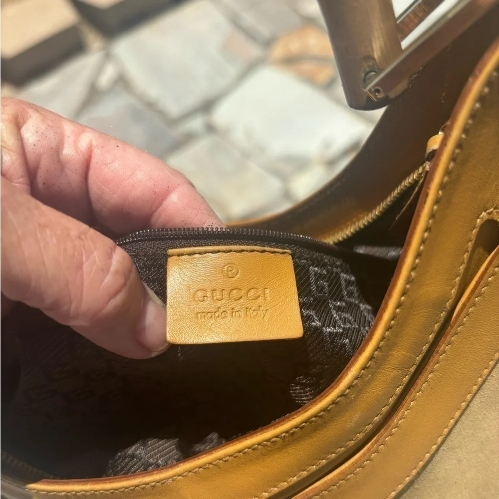 Gucci Brown Bamboo Handle Hobo Bag